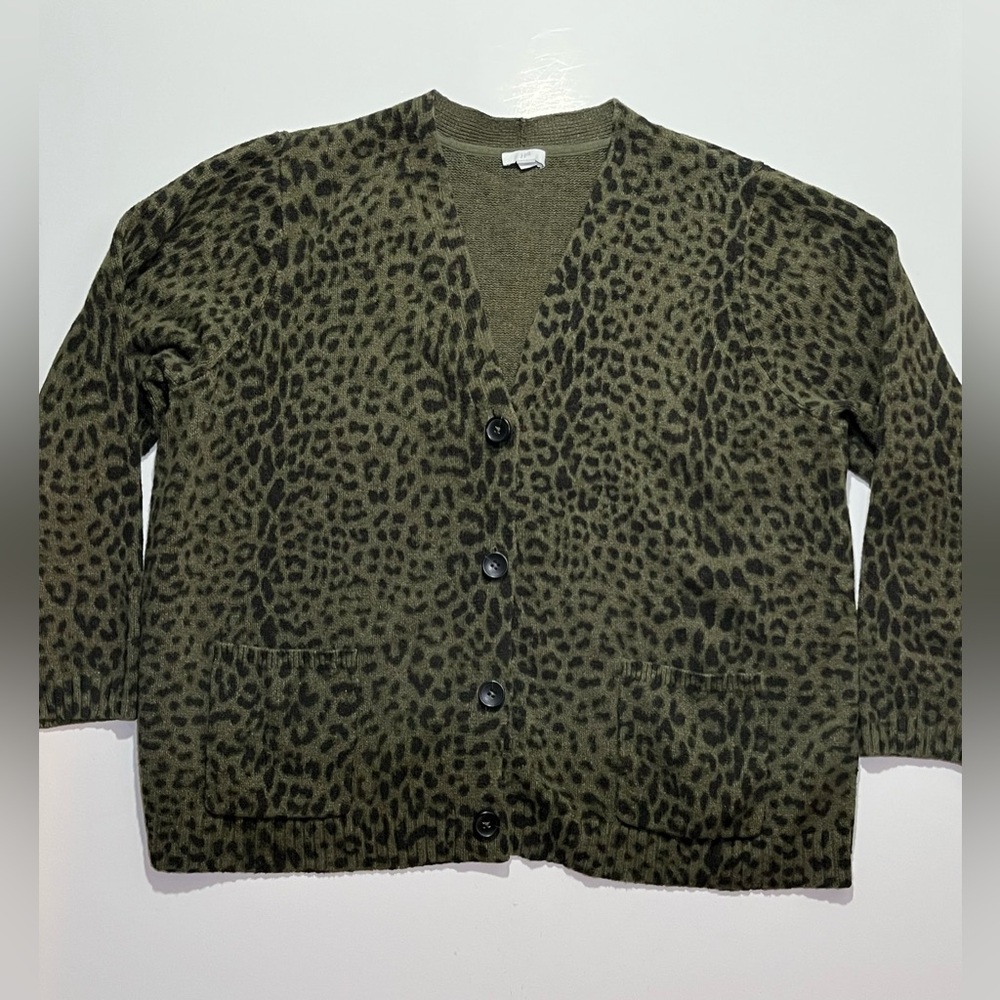 J. Jill Leopard Print Cardigan Sweater w/ Pockets, Button Closure, Size 2X